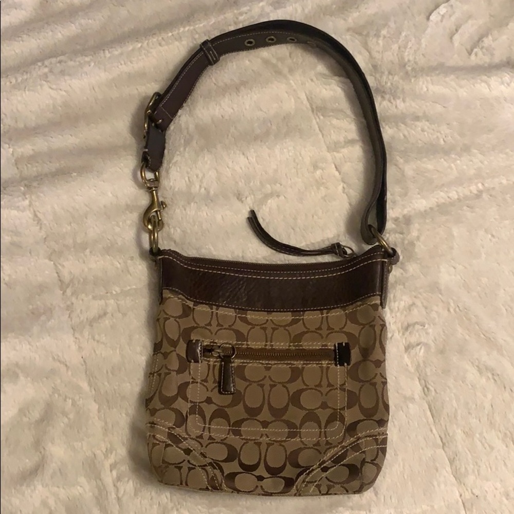 Coach handbag crossbody 10402 brown signature